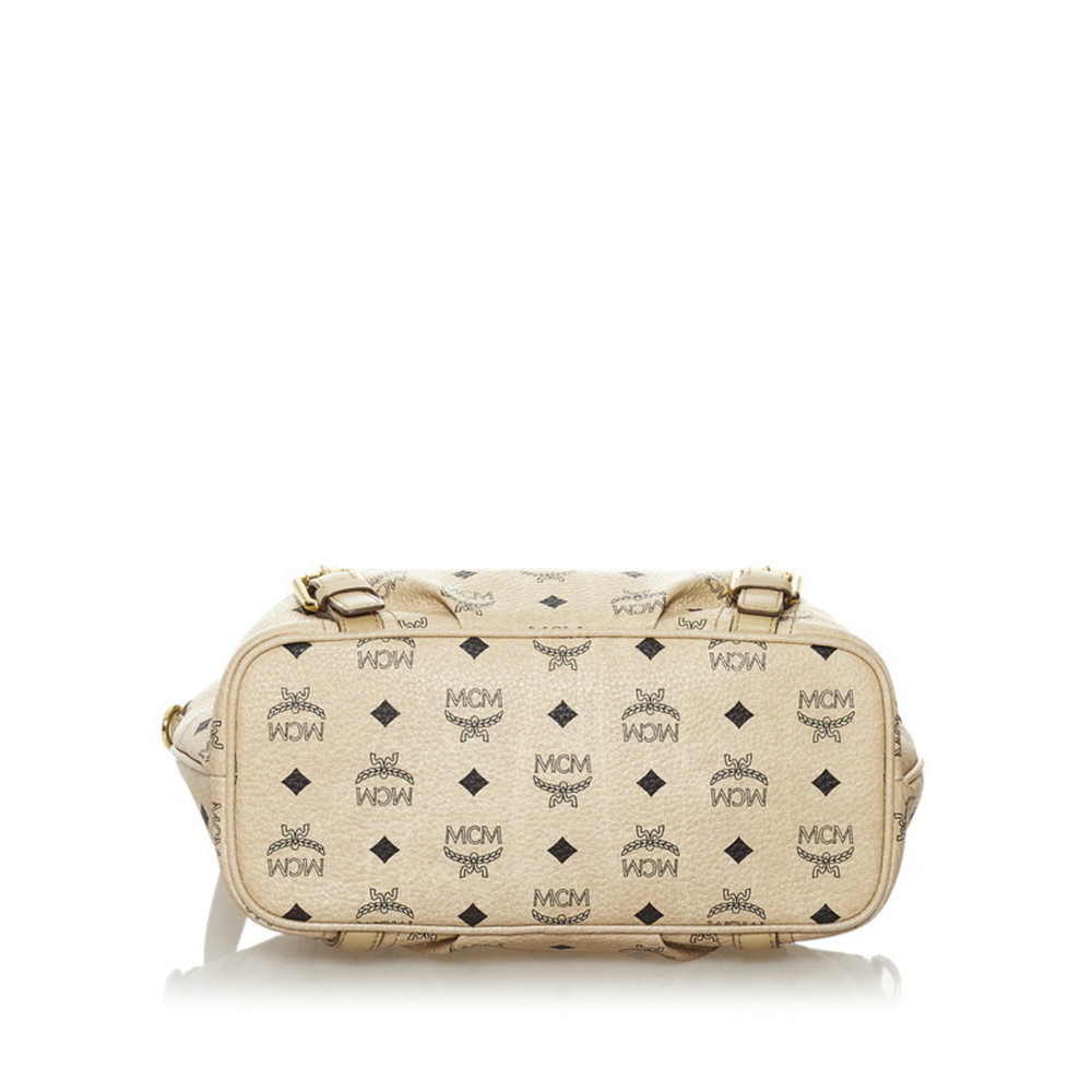 MCM Visetos Handbag Beige White PVC Leather Ladies - Picture 4 of 9
